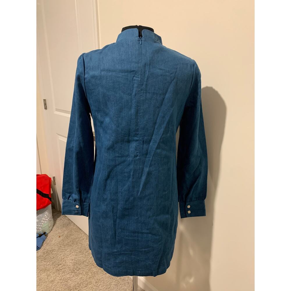 Dahlia Womens Blue Denim Dress Size Large smocked milkmaid prairie cottage core - Picture 4 of 10
